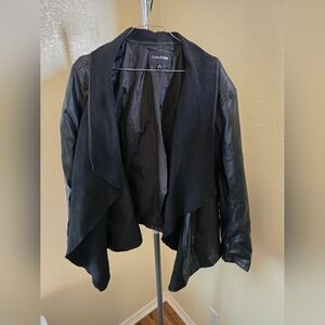 Outer Edge Women's Black Faux Leather Jacket With Pockets